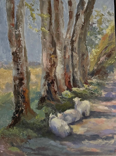 painting of lambs sheep in the wilderness